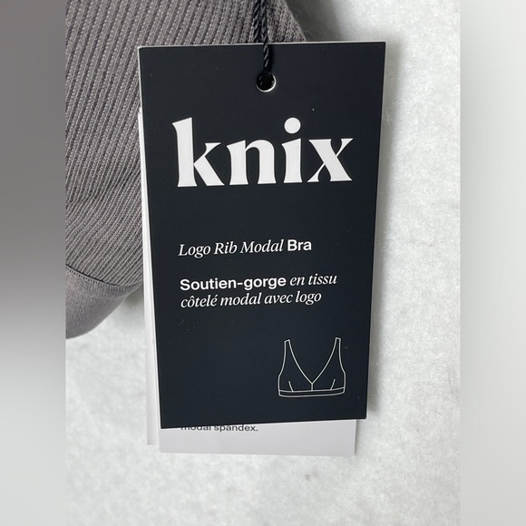 Knix Logo Rib Modal Bralette Super Soft Light Support Size XS Grey - Picture 5 of 13